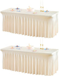 Light Champagne 2-Pack Stretch Spandex Table Clothes for 6 ft