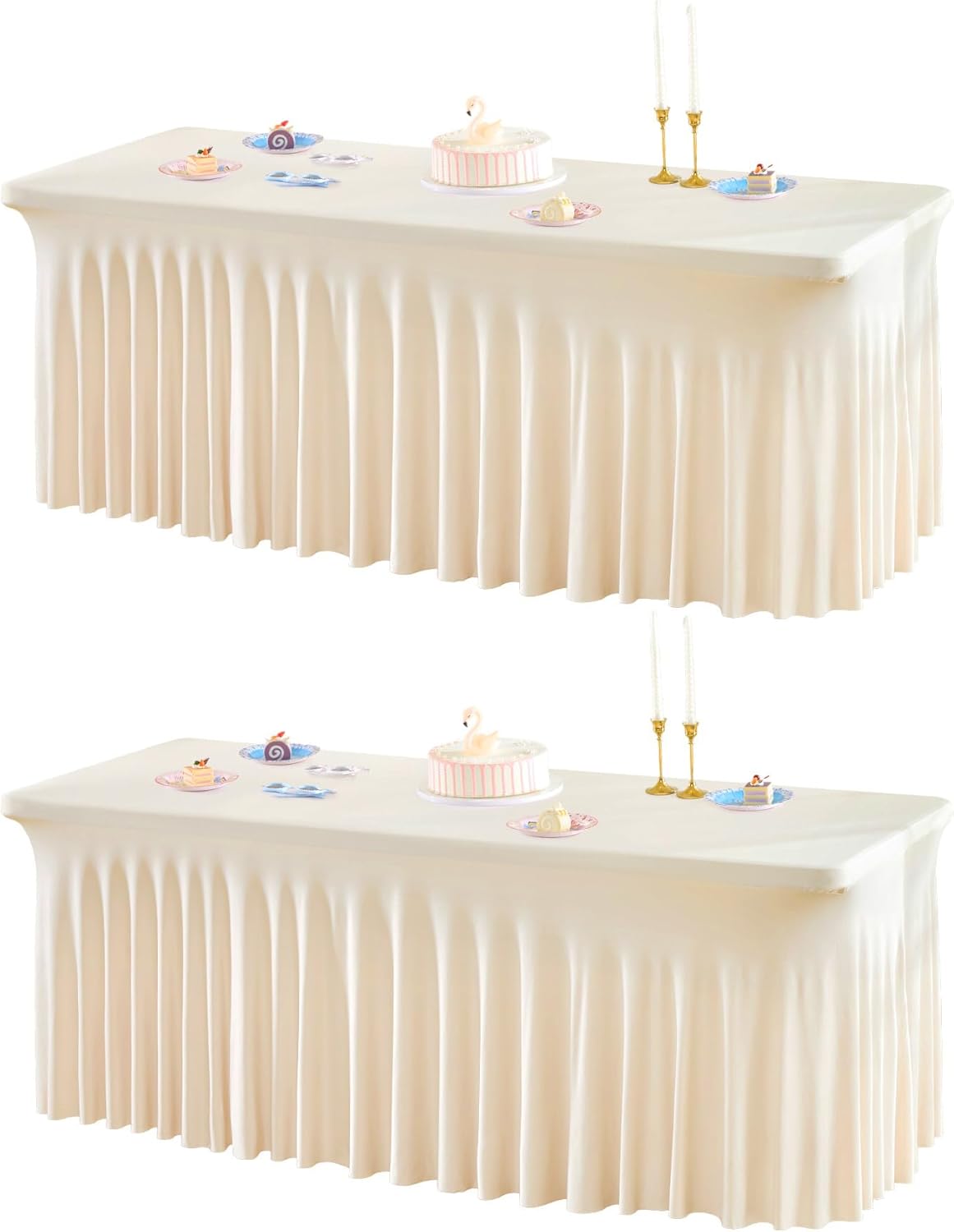 Light Champagne Table Covers for 6 Foot Rectangle Tables