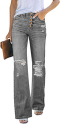 Trendy High Waisted Flare Jeans for Women with Ripped Detailing