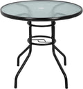 32in Outdoor Patio Dining Table with Umbrella Hole - Compact Round