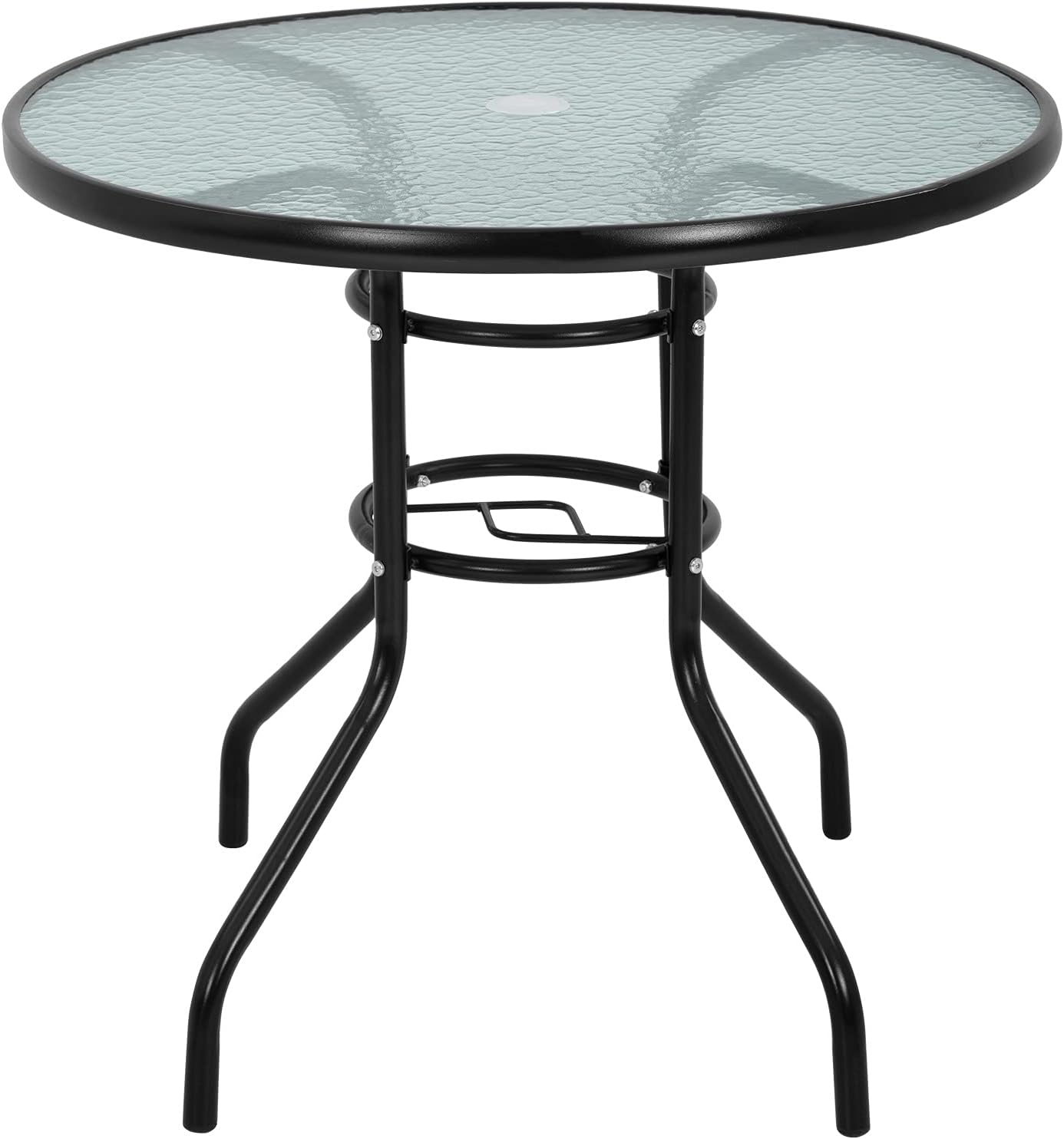 32in Outdoor Dining Table with Umbrella Hole for Patio Use