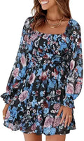 Dokotoo Womens Summer Dresses Square Neck Lantern Sleeve Style