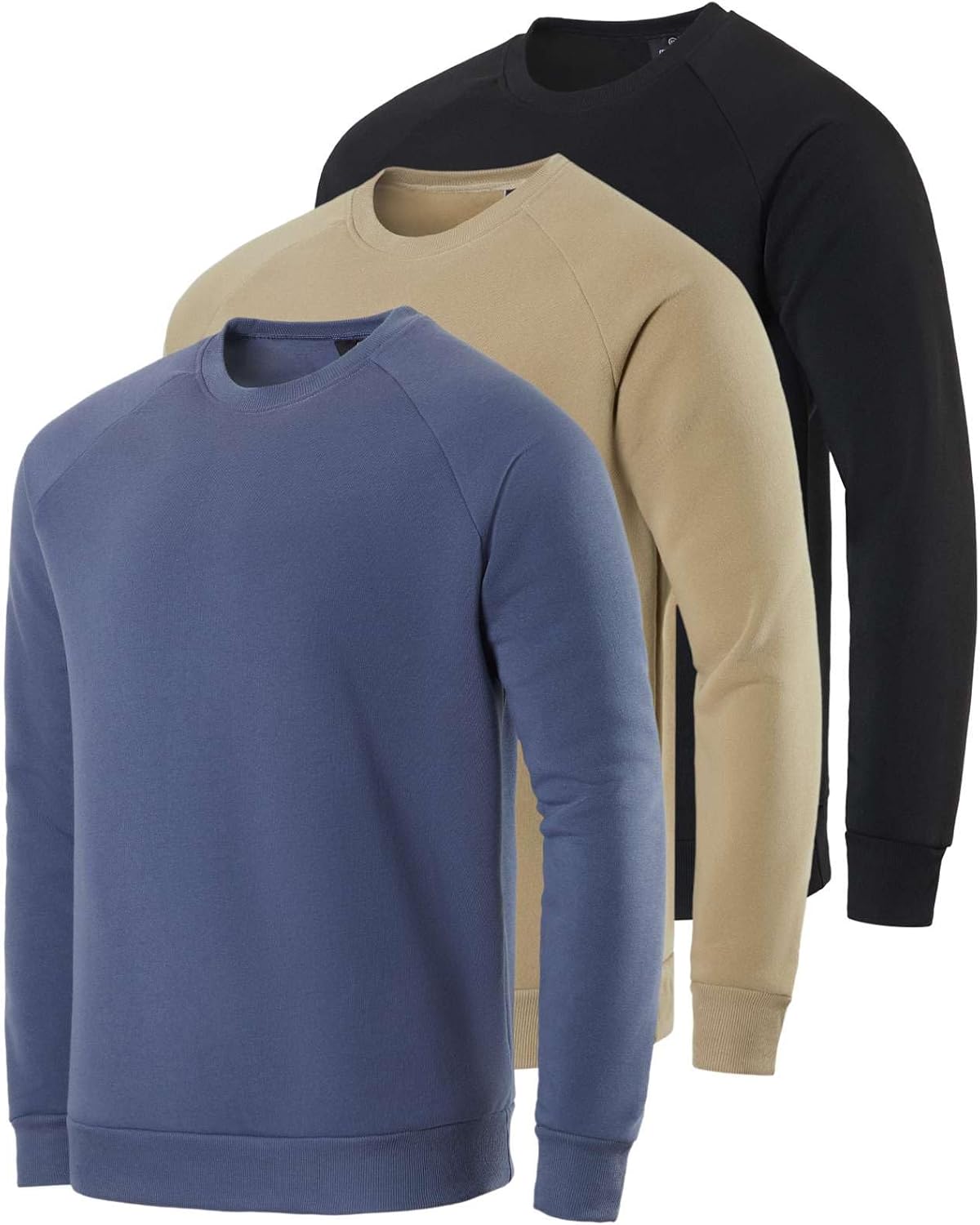 Men's Soft Plush Fleece Crewneck Sweatshirt 3-Pack for Comfort