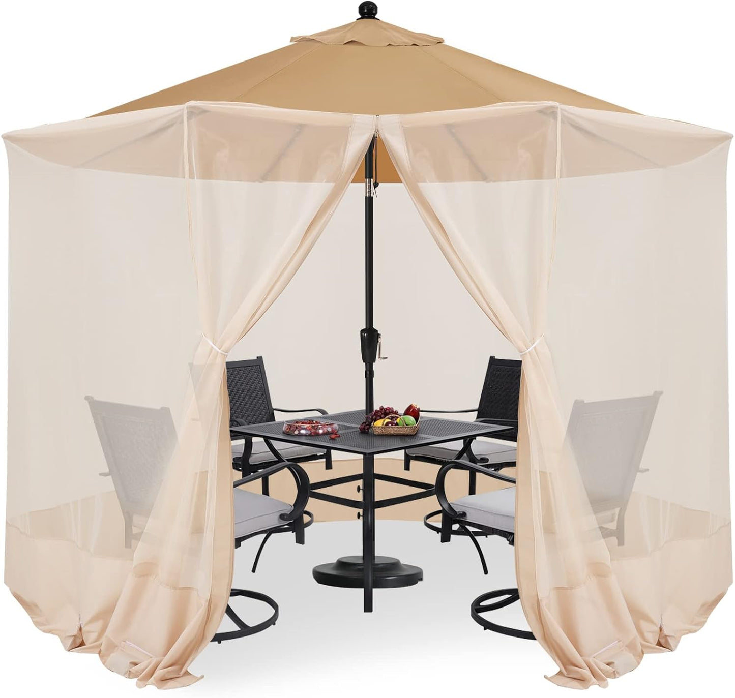Patio Umbrella Mosquito Netting for 7.5-11FT Umbrellas