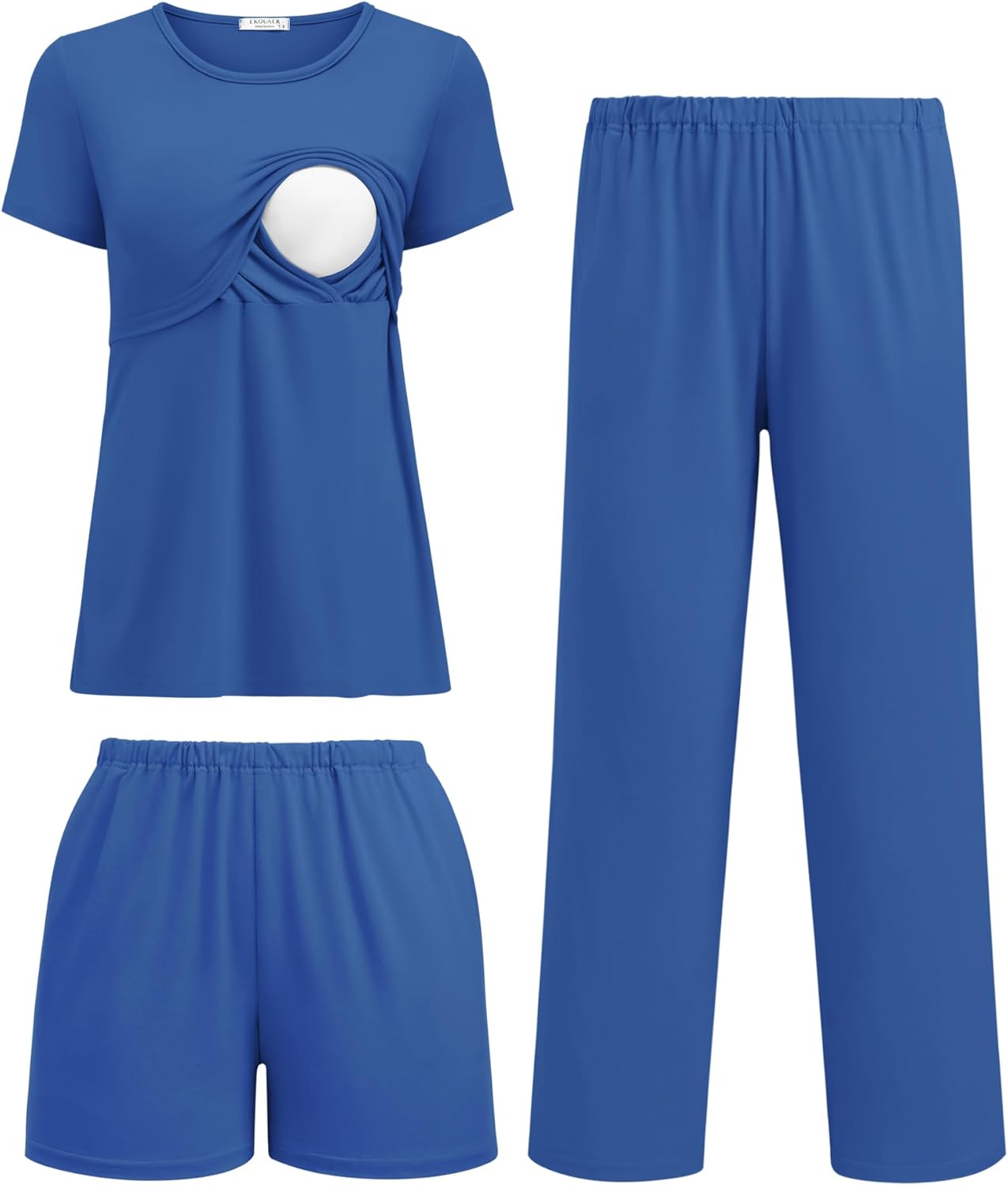Ekouaer 3 Piece Postpartum Nursing Pajamas Set for Moms