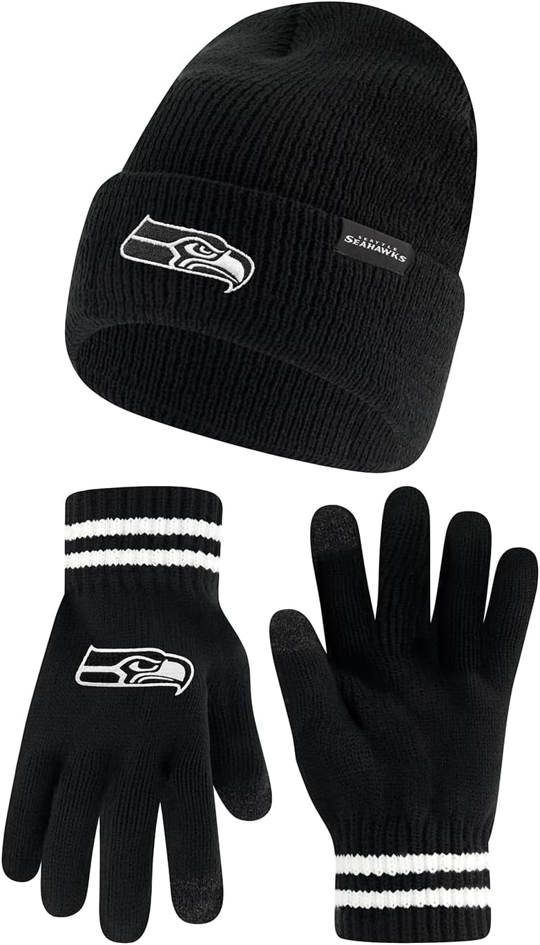 Ultra Game NFL Super Soft Marled Winter Beanie and Gloves Set
