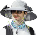 Solar Panel Powered Fan Wide Brim Outdoor Fishing Hat - Cooling Cap