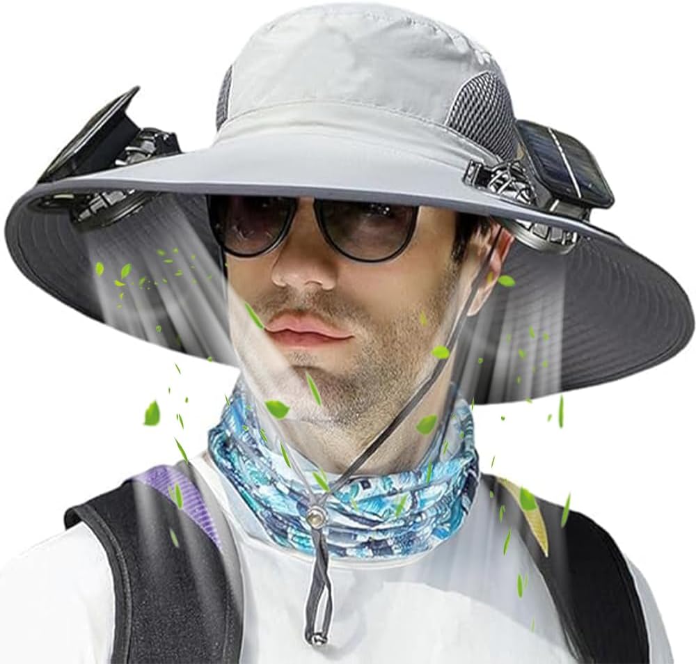 Solar Panel Powered Fan Hat for Outdoor Fishing and Cooling