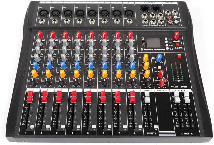 Professional 8 Channel Mixing Console Audio Mixer for DJs