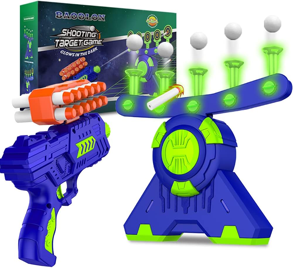 Floating Ball Target with Foam Dart Gun - Glow in The Dark Fun!