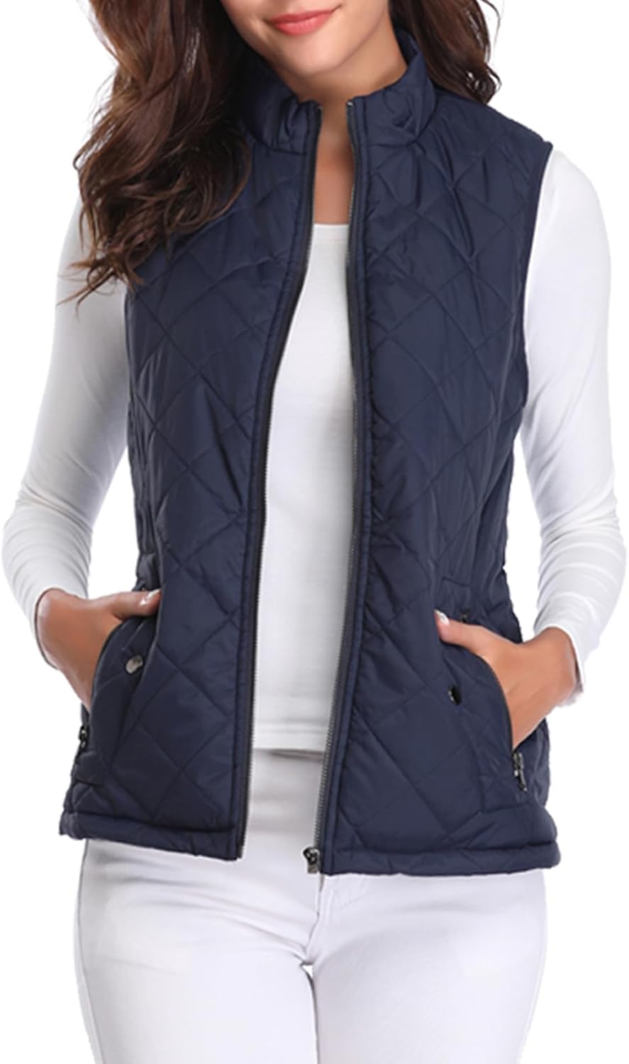 Fuinloth Women's Quilted Vest: Stylish Lightweight Zip Gilet