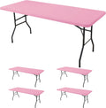 Fitted Tablecloth for 8 ft Rectangle Tables 4-Pack - Stretch Pink