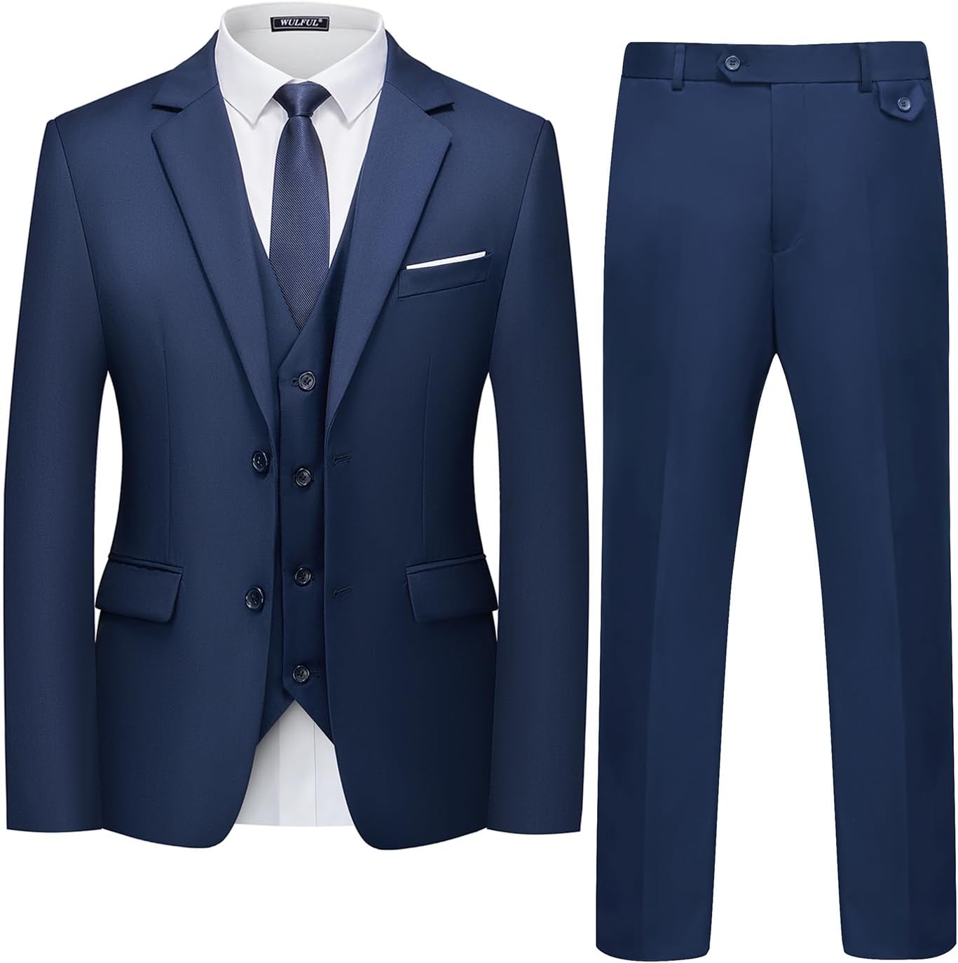 WULFUL Men's 3 Piece Slim Fit Suit Set for Weddings and Parties