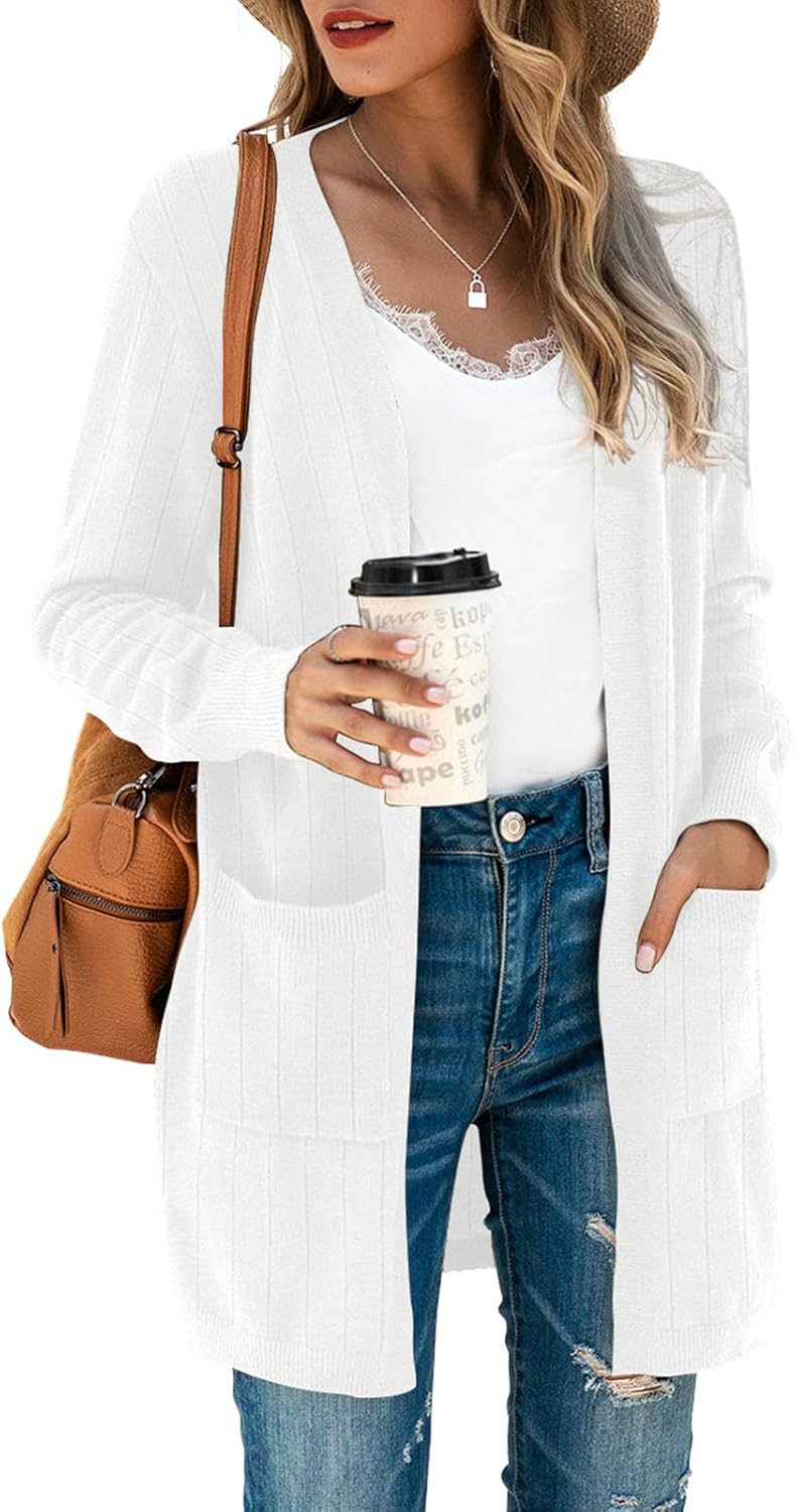 TASAMO Women's Kimono Cardigan: Oversized Soft Outwear with Pockets