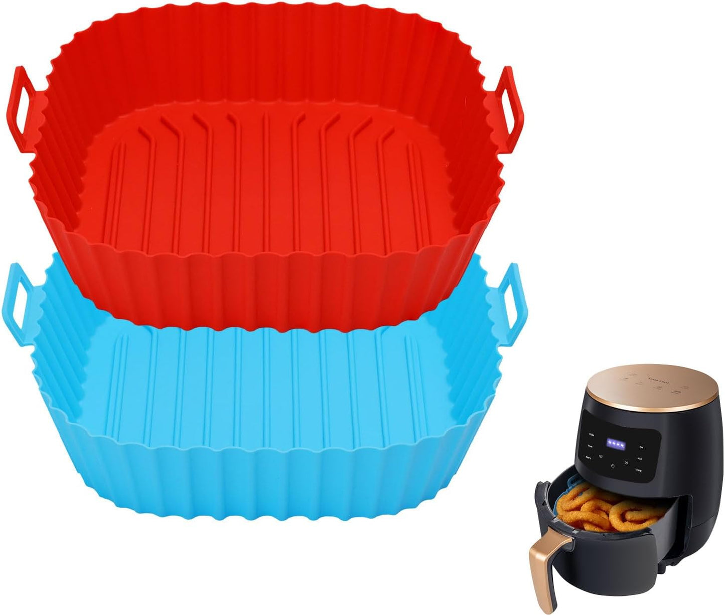 Non-Stick Silicone Air Fryer Liner Duo - Reusable & Safe Cooking!