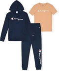 Champion Boys Sweatsuit Set 3-Piece Hoodie, Jogger & Tee - Comfortable