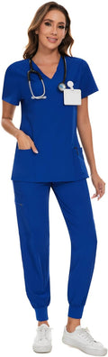 COZYFIT Scrubs for Women Set - Stretch V-Neck Top (Style DQNV)