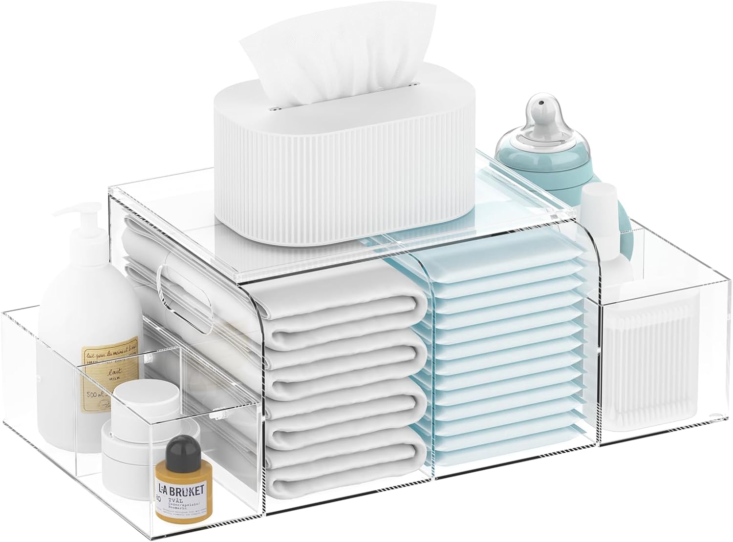 Acrylic Diaper Caddy for Efficient Baby Changing Table Storage