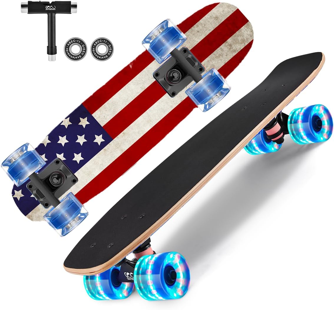 Colorful Flashing Wheels Skateboards for Beginners and Teens