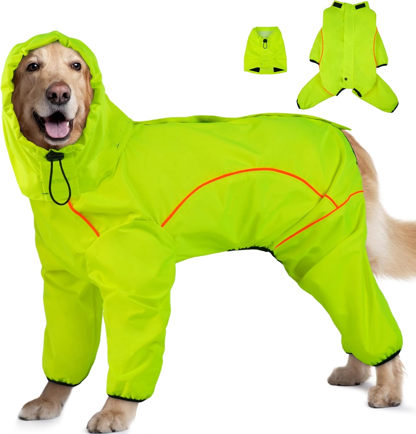 Dog Raincoat Waterproof Jacket with Removable Hood for Pets
