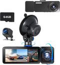 3 Channel Dash Cam: 2.5K UHD, 24/7 Recording, IR Night Vision