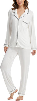 Button Up Pajamas for Women Long Sleeve Sleepwear - Soft (Style 37JQ)