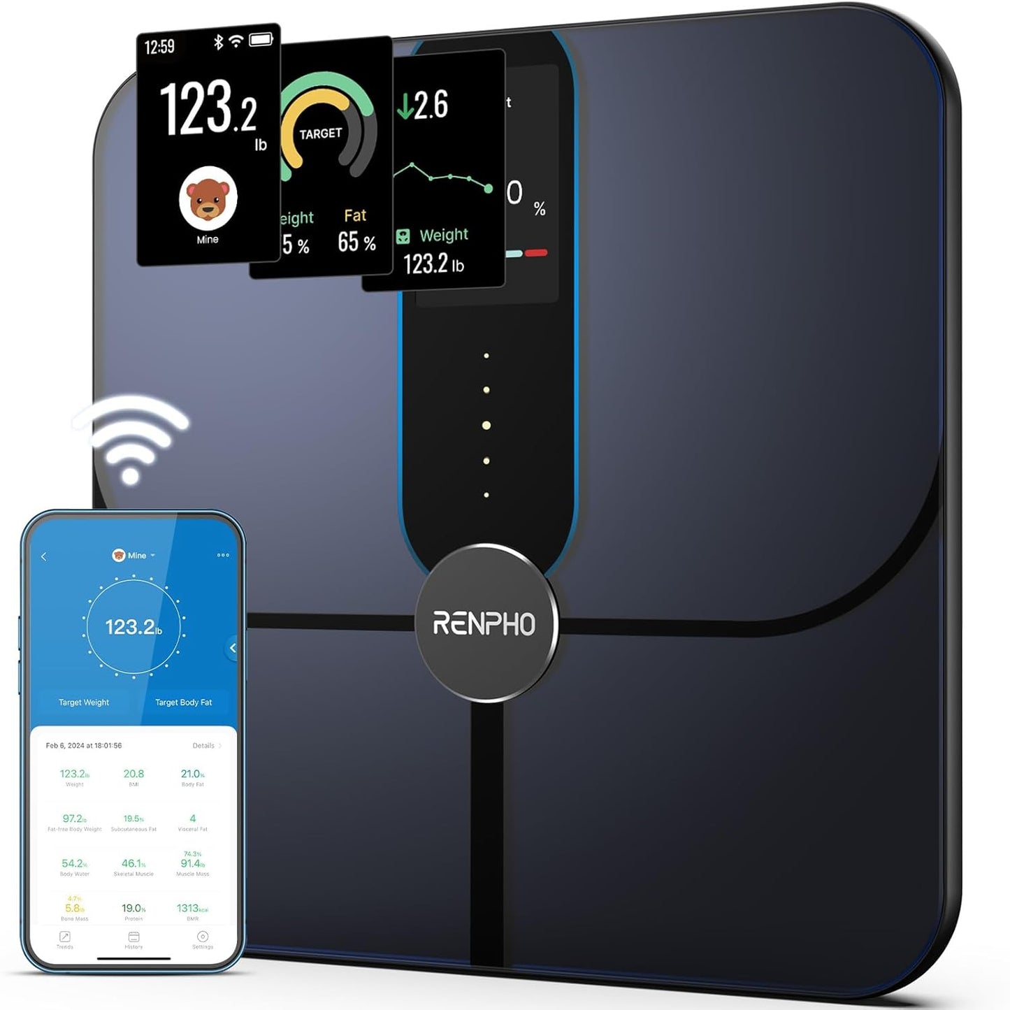 RENPHO Smart Scale: 18 Metrics, Wi-Fi, Rechargeable