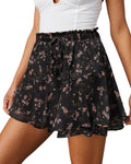 Flowy Shorts for Women Casual Boho Floral Skorts - Flattering Layered
