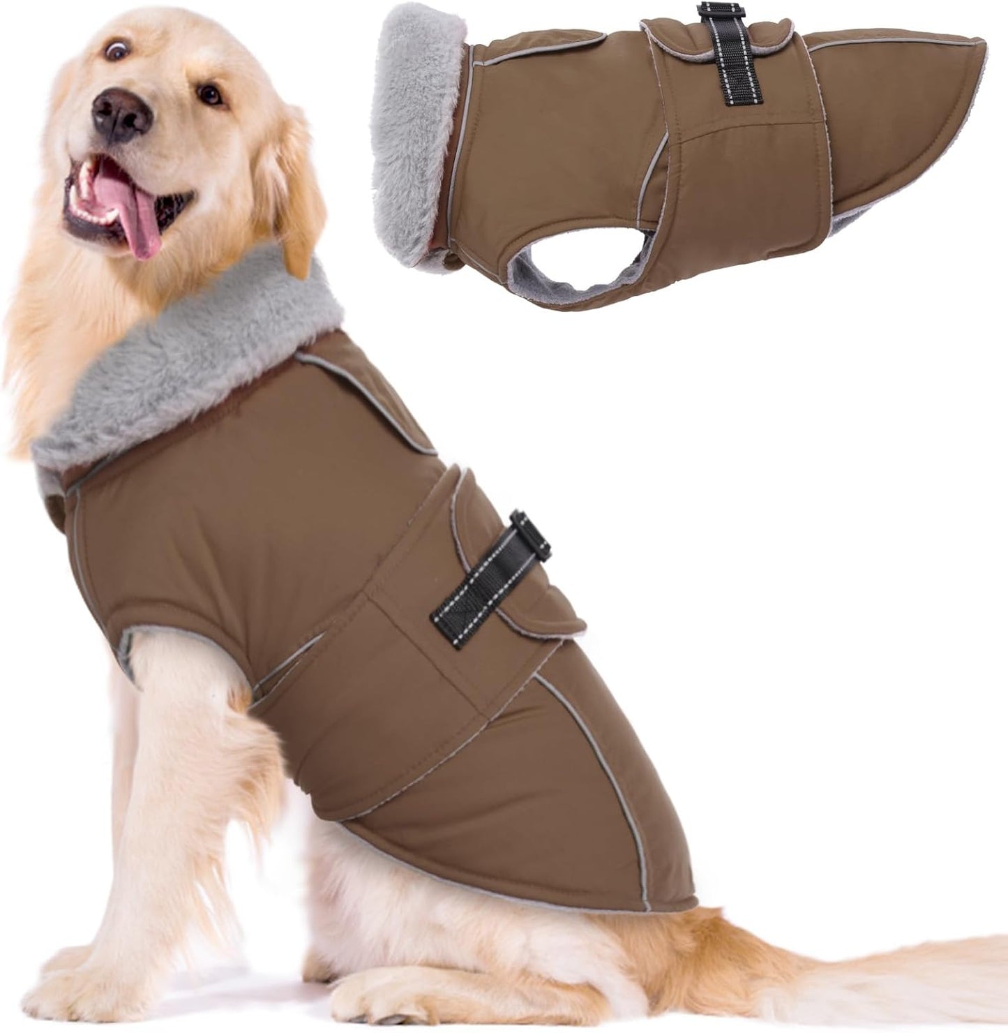 Lelepet Warm Dog Coat Waterproof Fleece Vest for Cold Weather