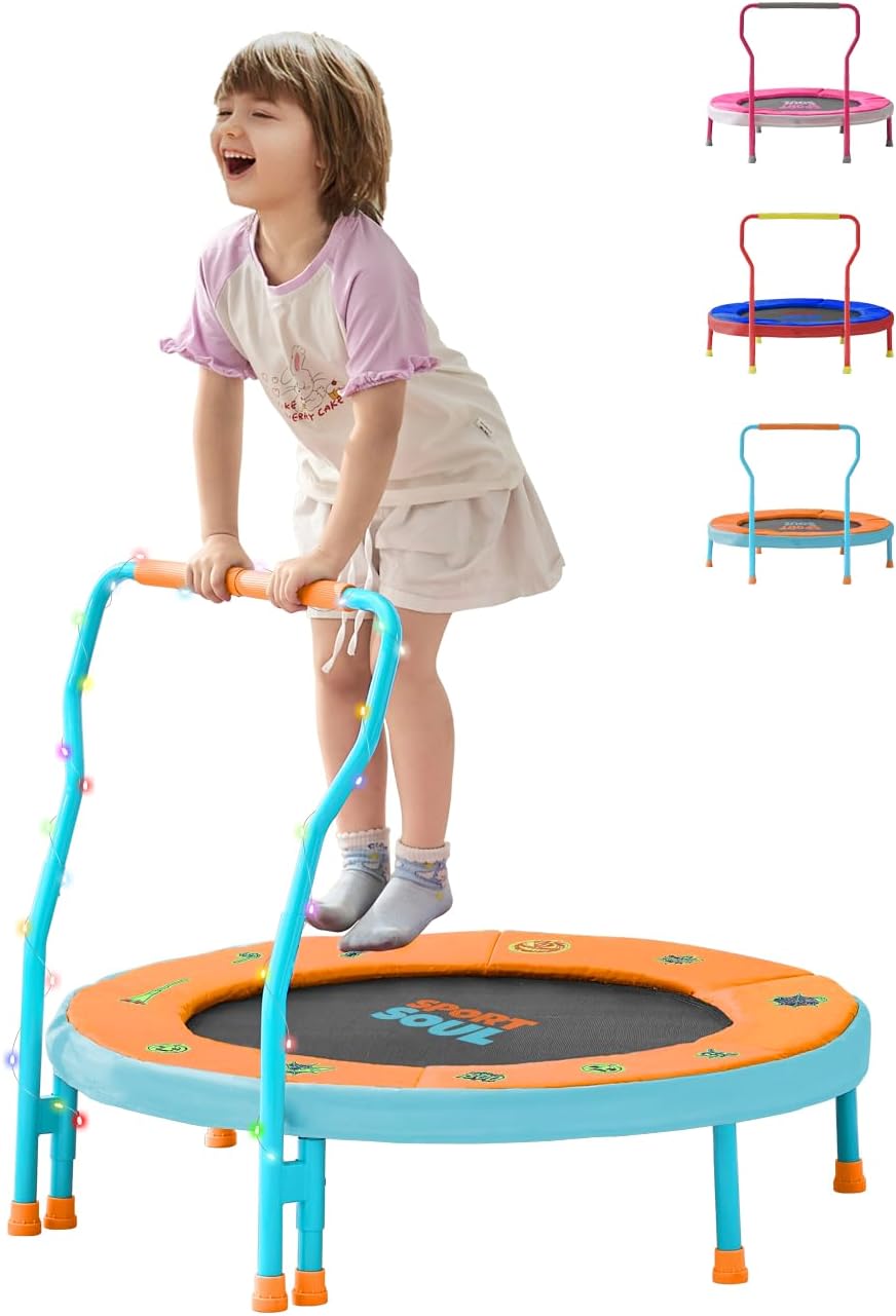 Mini Trampoline for Kids 3-6 with Safe Foam Handle Bar
