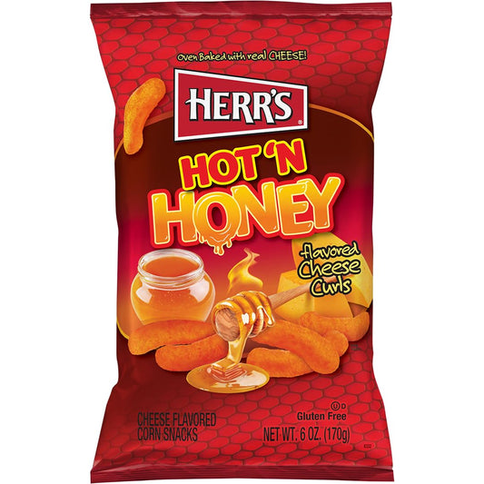 Herr's Hot & Honey Cheese Curls - Spicy Sweet Snack Delight