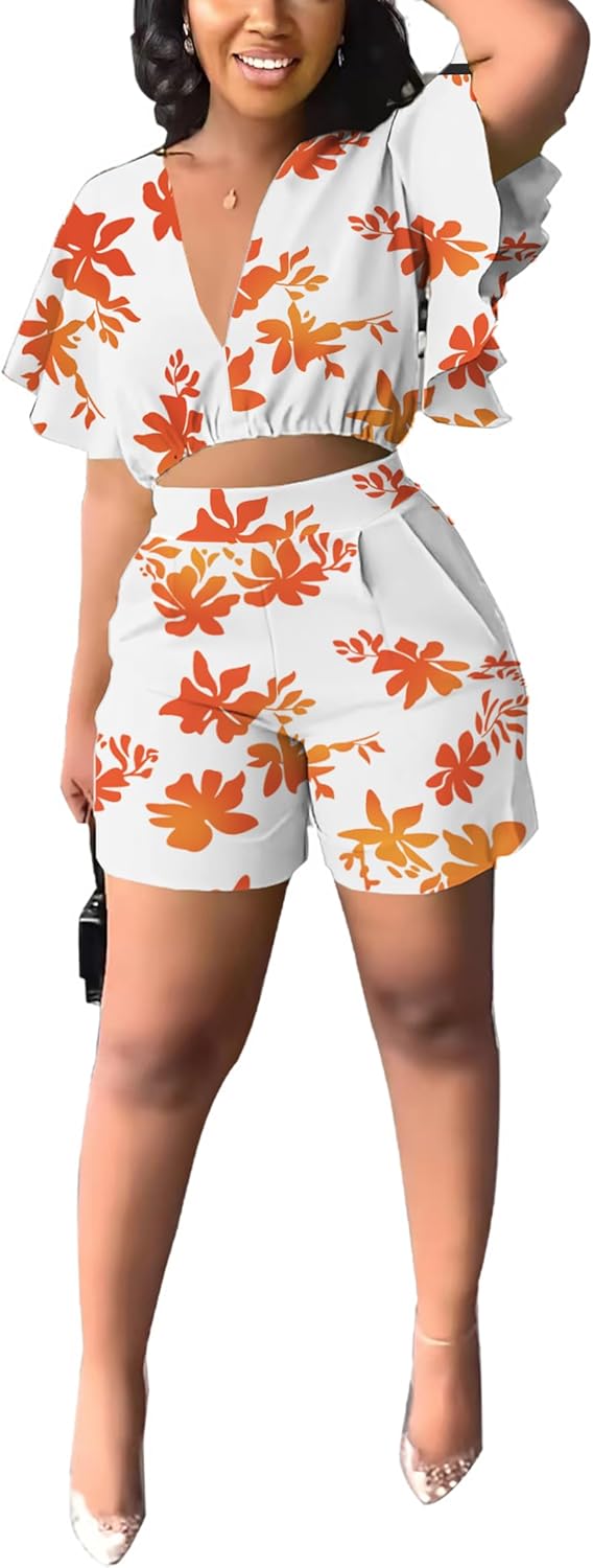 Fooullaide Womens Summer 2 Piece Outfit Set for Beach Vacations