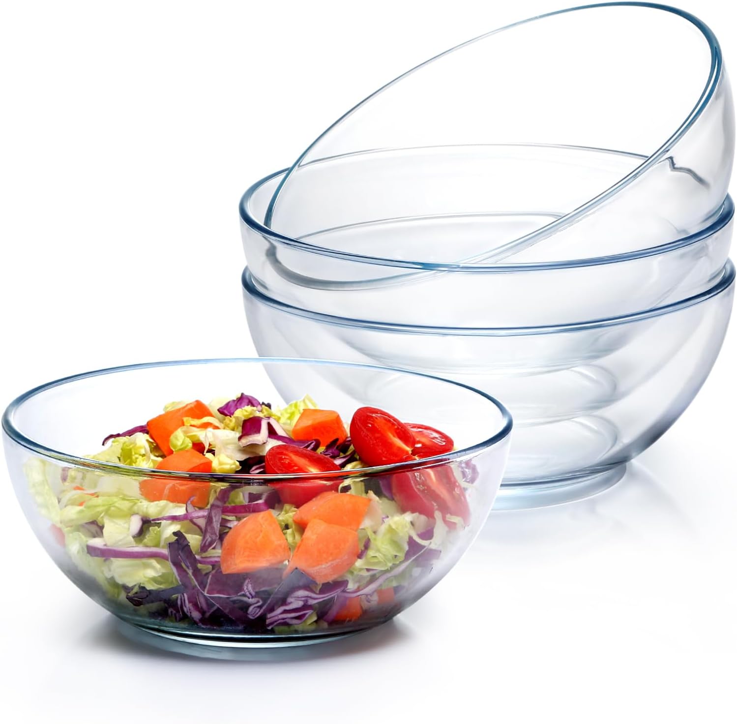 NUTRIUPS 8 Inch Glass Bowls Set of 4 for Kitchen Use