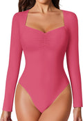 Avidlove Womens Sweetheart Neckline Long Sleeve Bodysuit - Sleek Fit