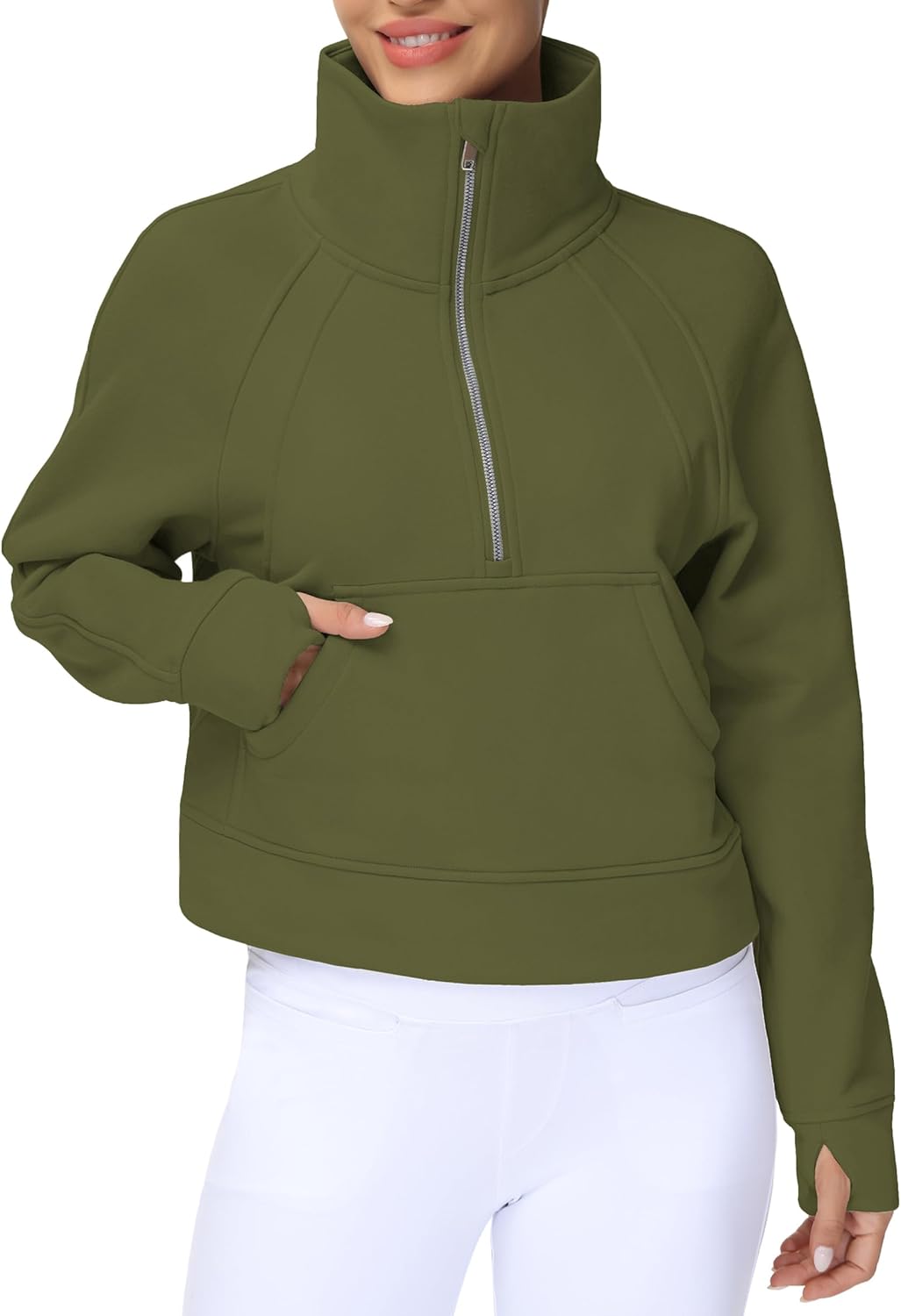 Womens' Half Zip Pullover Fleece Sweatshirt with Pockets