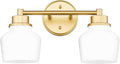 Emak Modern Gold Bathroom Light Fixtures 2-Light Vanity - Frosted