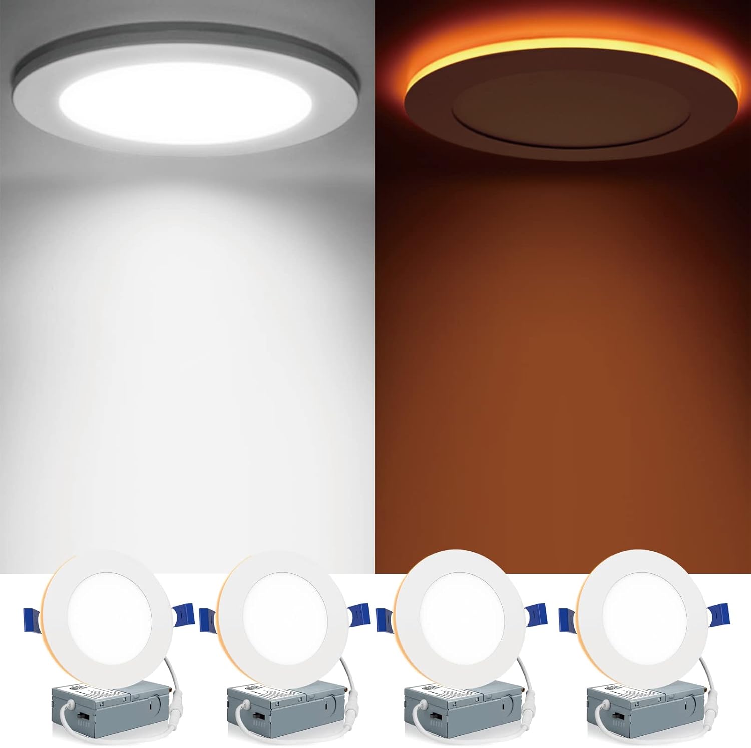 4 Inch LED Canless Recessed Lighting with Night Light Feature