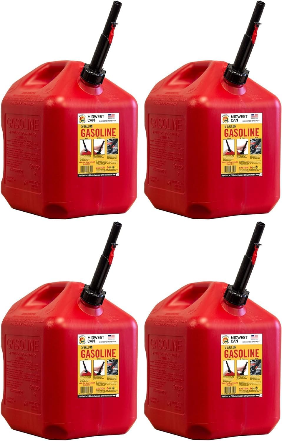 Midwest Can 5610 Safe-Flo 5 Gallon Gas Can with Quick-Flow Spout