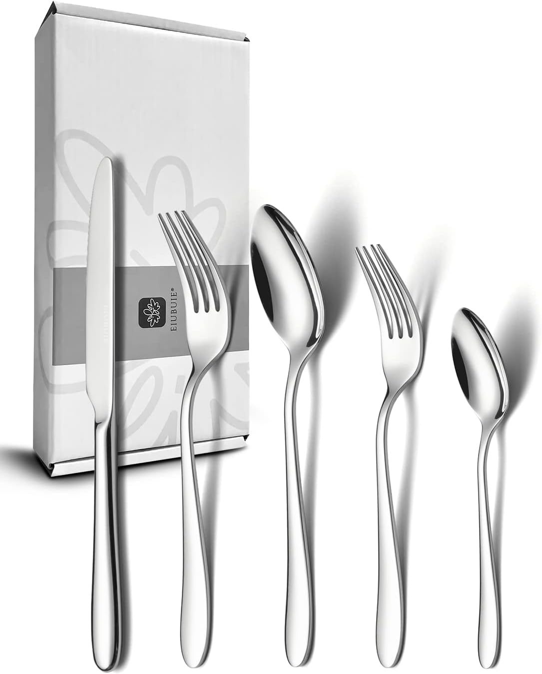 40 Piece Silverware Set for 8, Modern Stainless Steel Cutlery