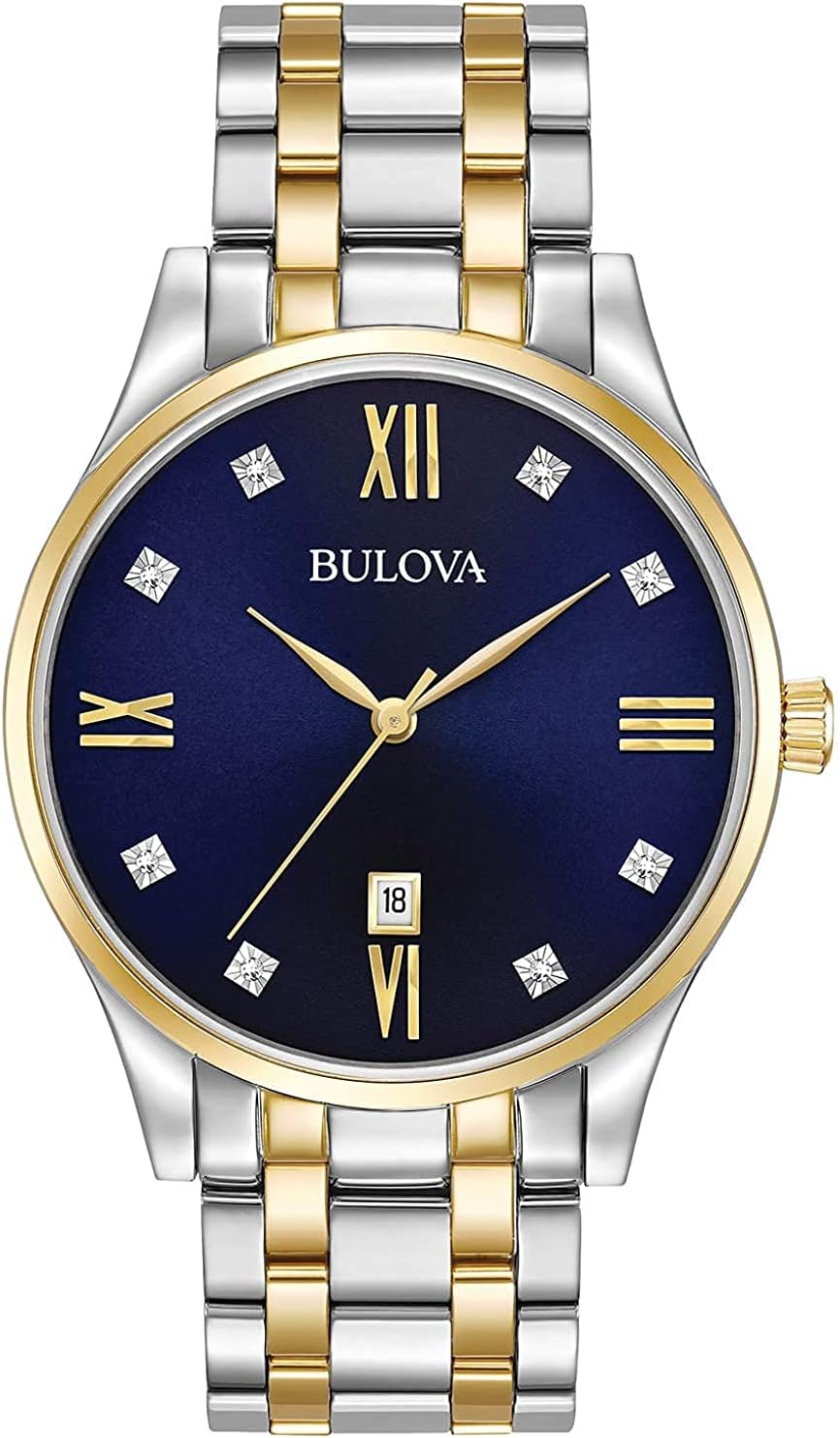 Bulova Men's Stainless Steel Watch with Diamonds - Day Date