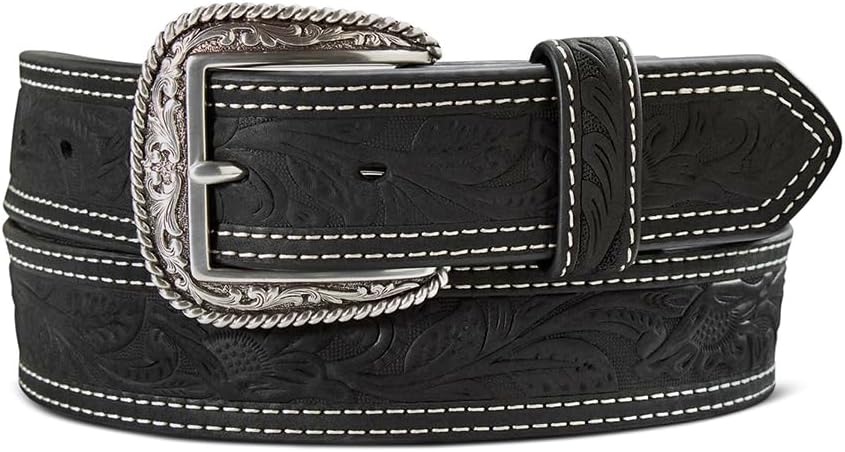 ARIAT Men's Leather Floral Embossed Belt for Stylish Comfort