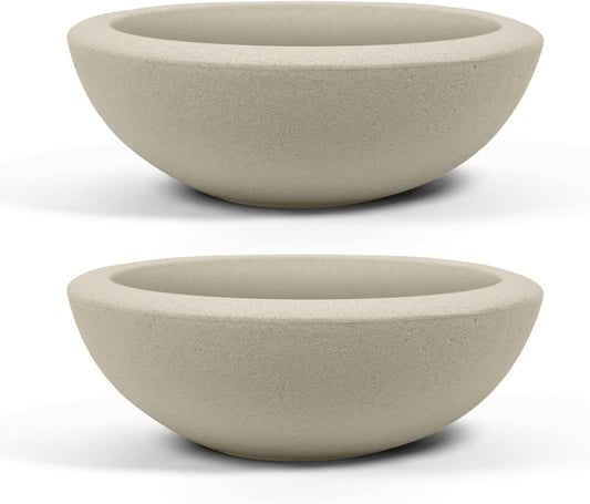 ARBORA 21in Santorini Bowl 2-Pack Planters for Indoor Outdoor Use