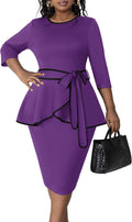 Plus Size Women's Vintage Bodycon Pencil Dress - Elegant 3/4 Sleeve