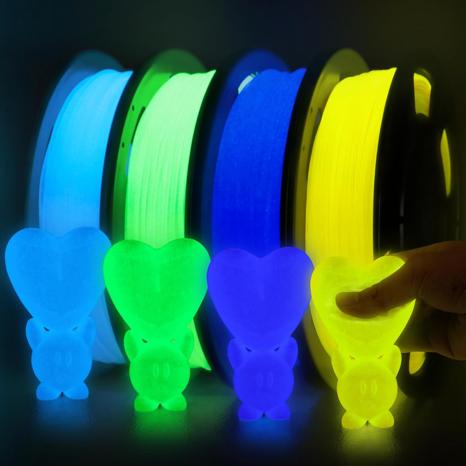 YOUSU 3D Printer Filament Bundle - Glow in The Dark TPU 95A