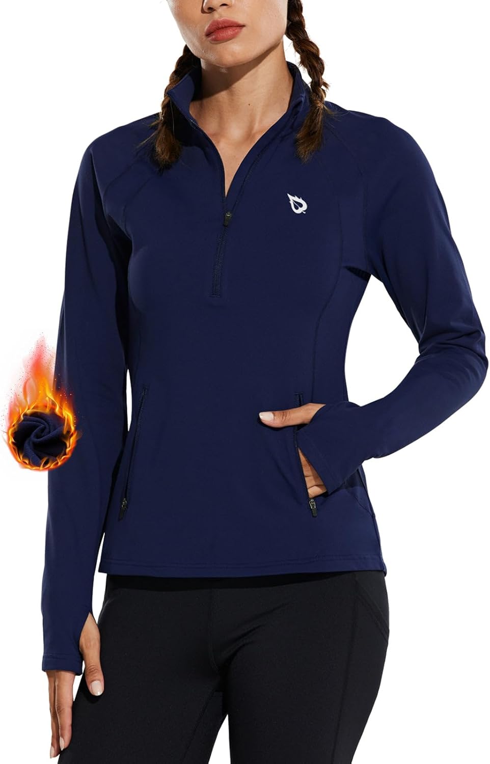 BALEAF Women's Fleece Running Jacket Half-Zip for Winter Workouts