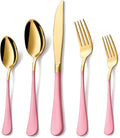20 Piece Gold and Pink 18/0 Flatware Utensil Set for 4 - Polished