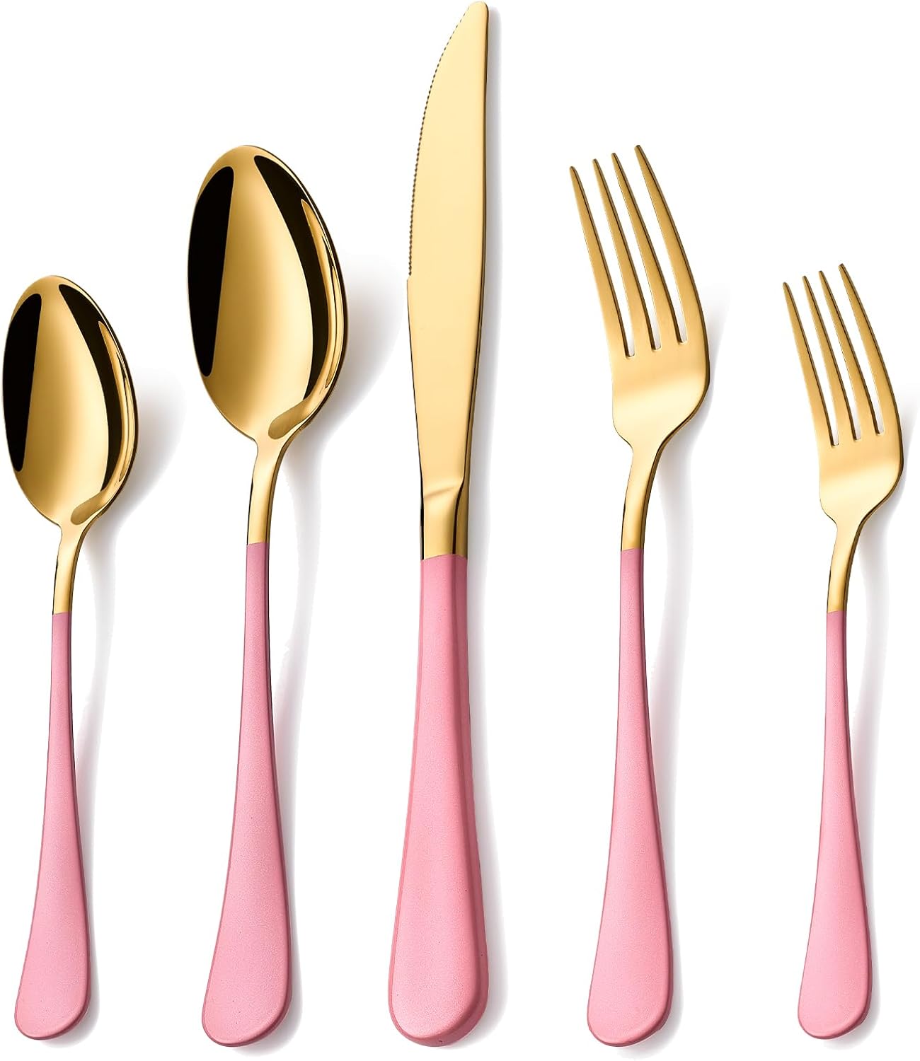 20 Piece Gold and Pink Flatware Set for 4 - Stylish Dining