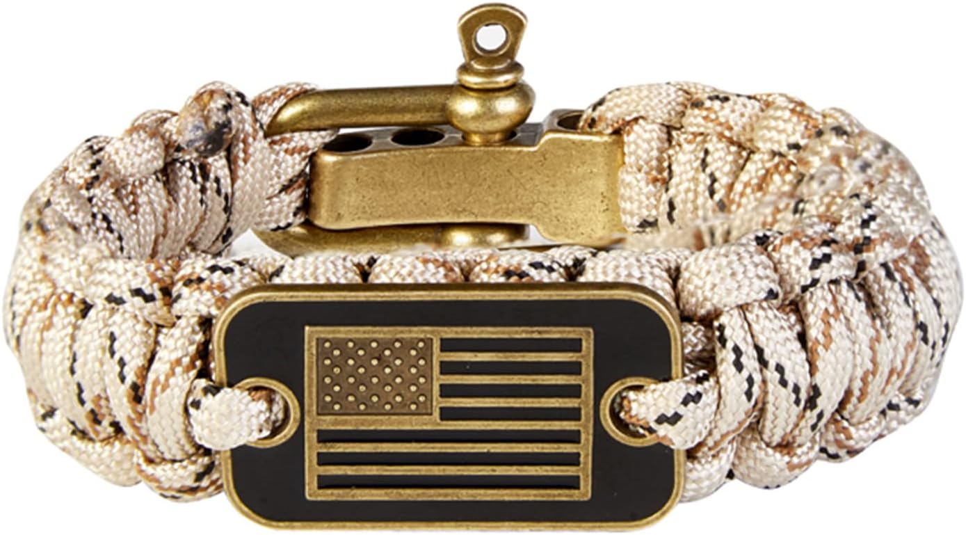 CHENXIKK Men's Tactical Survival Bracelet with USA Flag