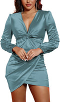 DeftSharp Womens Ruched Formal Bodycon Zipper Midi Dress (Style 1HV4)