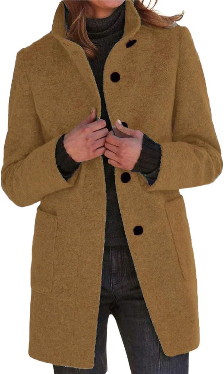 Wool Blend Winter Long Pea Coat for Women - Stylish and Warm
